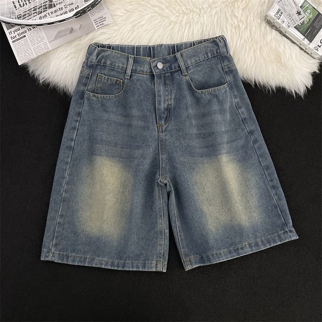 Filmas-Mid Rise Washed Denim Jorts