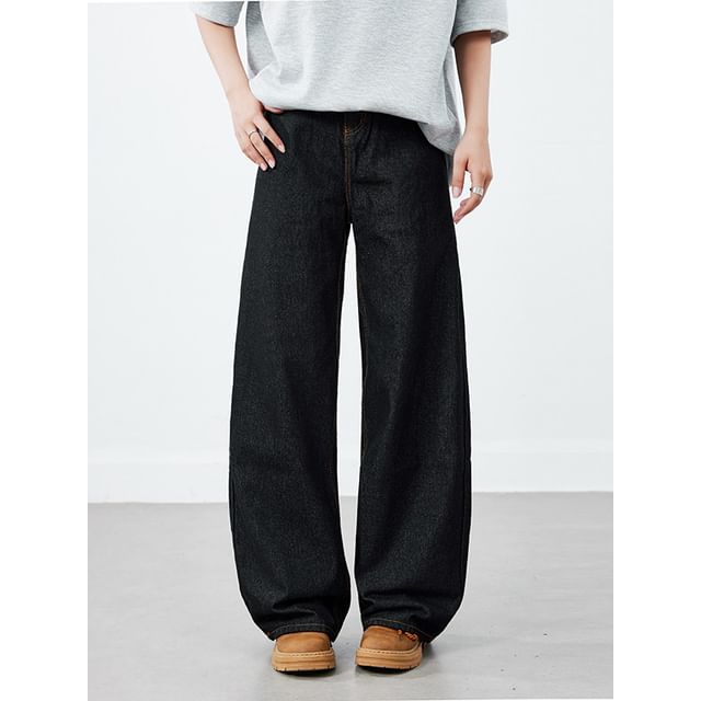Filmas-Mid Waist Barrel Leg Jeans
