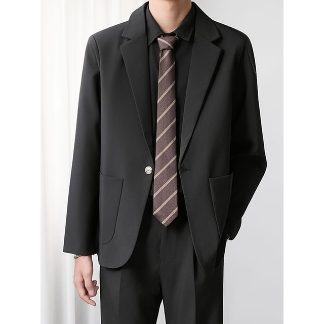 Filmas-Notch Lapel Plain Single-Button Blazer