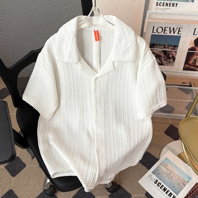 Filmas-Short-Sleeve Plain Quilted Shirt