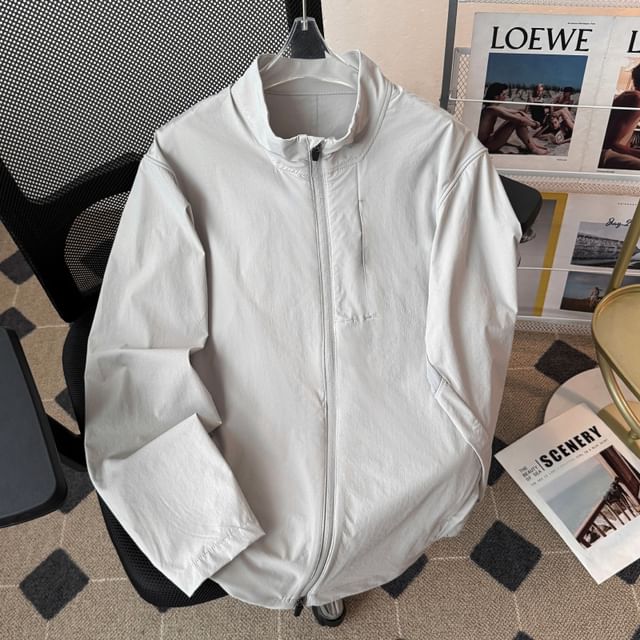 Filmas-Stand Collar Plain Zip Jacket