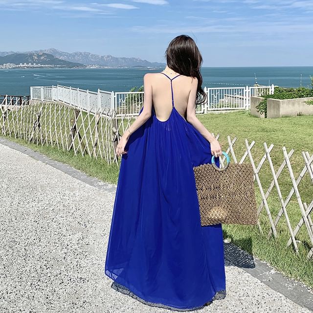 Fioridi-Halter Plain Maxi Sundress