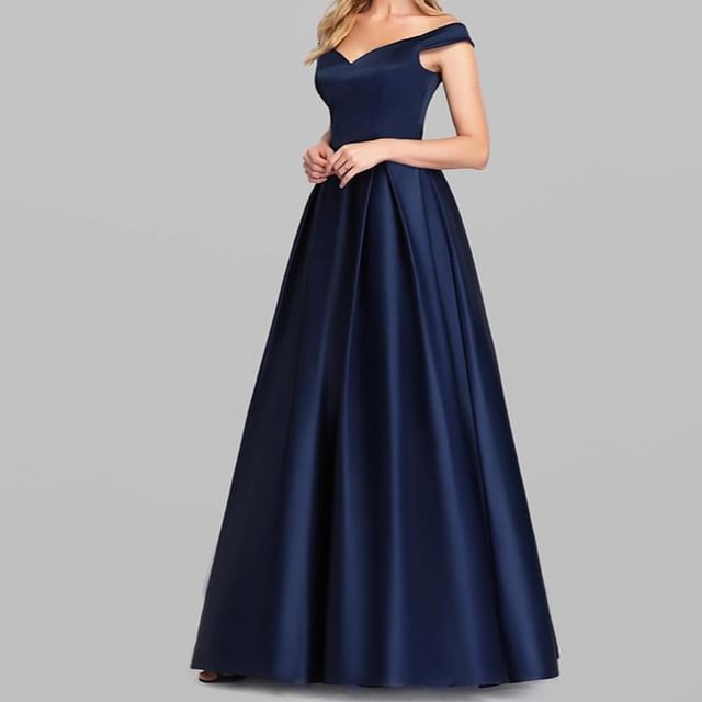 Fioridi-Off Shoulder Plain A-Line Evening Gown