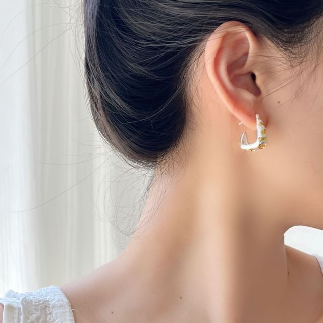 Fireflicka-Leopard Print Alloy Open Hoop Earring