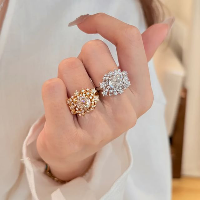 Fireflicka-Rhinestone Alloy Open Ring