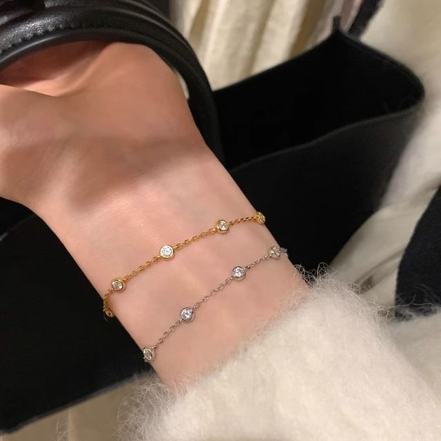 Fireflicka-Rhinestone Alloy Station Bracelet
