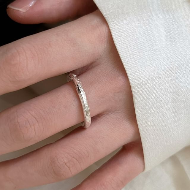 Fireflicka-Textured Alloy Open Ring