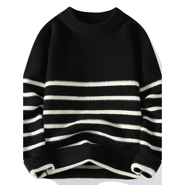 Fireon-Crew Neck Striped Sweater