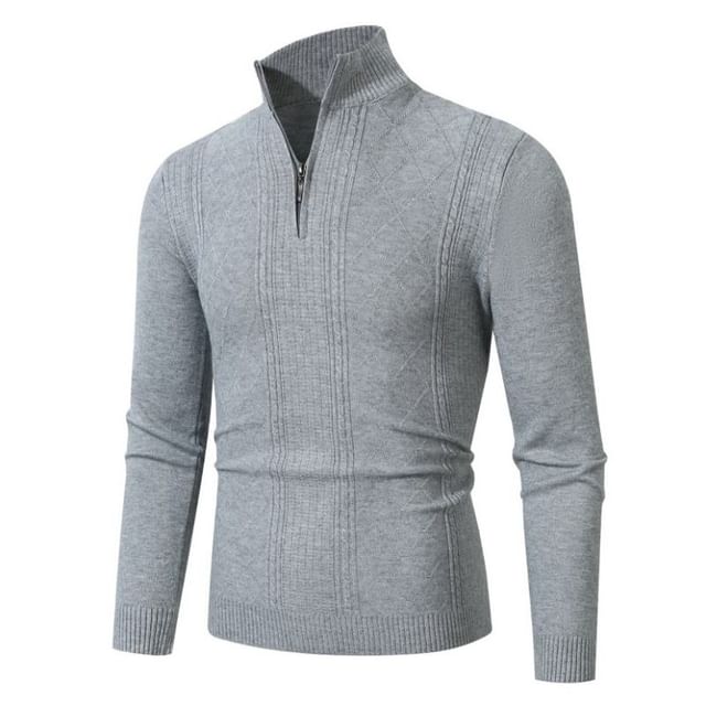 Fireon-Long-Sleeve Mock Neck Half-Zip Knit Top
