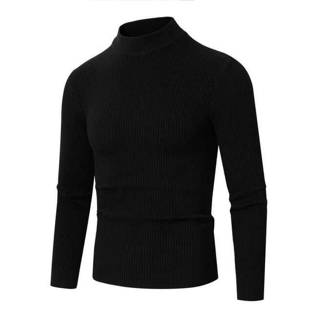 Fireon-Long-Sleeve Mock Neck Plain Knit Top