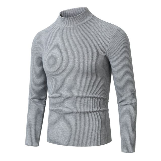 Fireon-Long-Sleeve Mock Neck Ribbed Knit Top