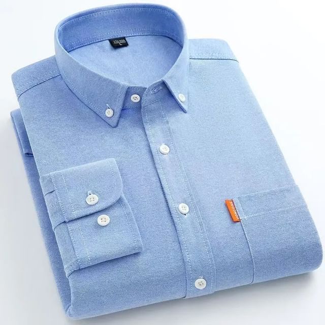 Fireon-Long-Sleeve Plain Pocket Front Shirt