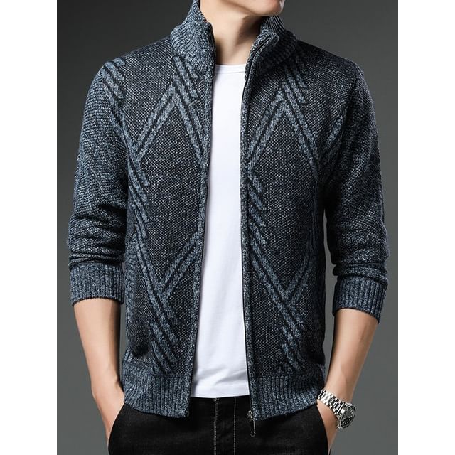 Fireon-Mock Neck Melange Zip Cardigan