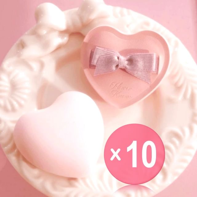 Flower Knows-Heart Shaped Marshmallow Powder Puff 10pcs Bundle Set