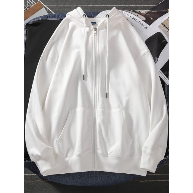 fluffush-Plain Zip Oversized Hoodie