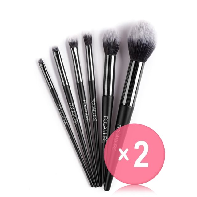 FOCALLURE-6 pcs Makeup Brush Set 2pcs Bundle Set