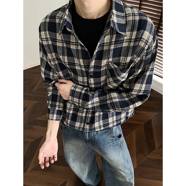 FOEV-Collared Plaid Button Up Shirt