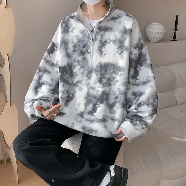 FOEV-Half Zip Tie Dye Hoodie