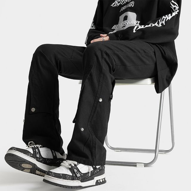FOEV-High Waist Loose Fit Pants