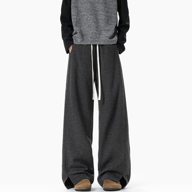 FOEV-High Waist Plain Wide Leg Pants