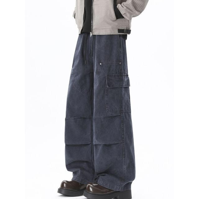 FOEV-High Waist Wide Leg Cargo Pants