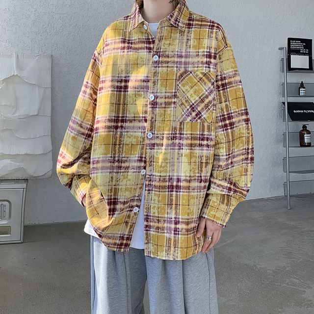 FOEV-Long-Sleeve Plaid Shirt