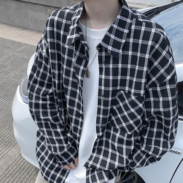 FOEV-Long-Sleeve Plaid Shirt