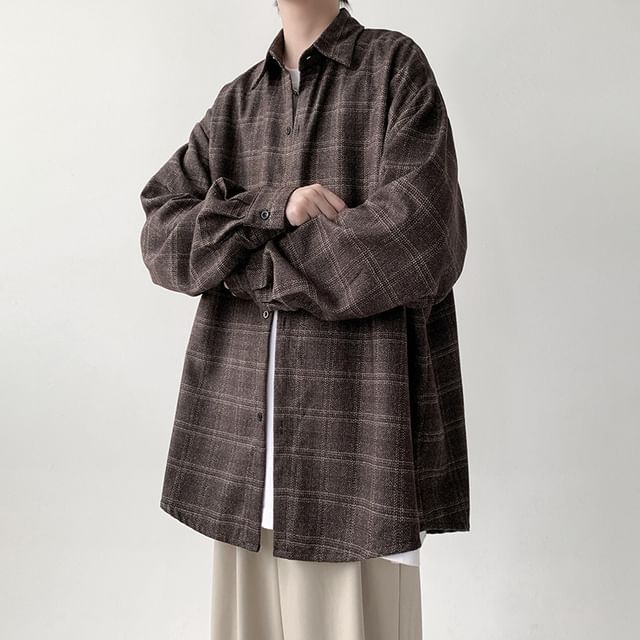 FOEV-Long-Sleeve Plaid Shirt