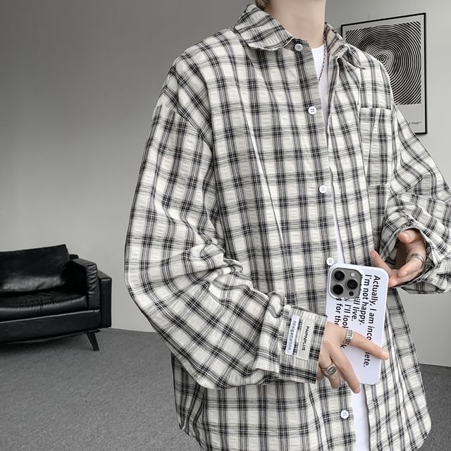 FOEV-Long-Sleeve Plaid Shirt