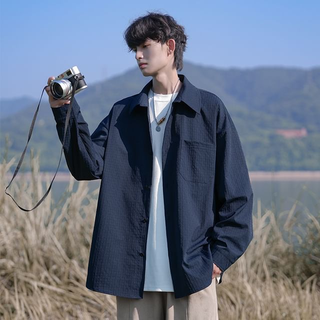 FOEV-Long-Sleeve Plain Shirt