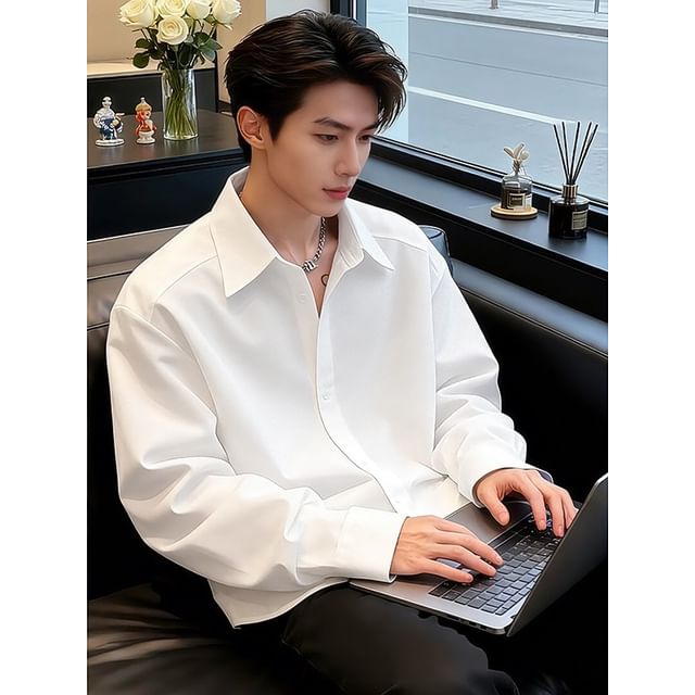 FOEV-Long-Sleeve Plain Shirt