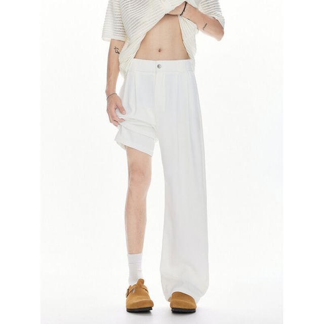 FOEV-Low Rise Plain Wide Leg Pants