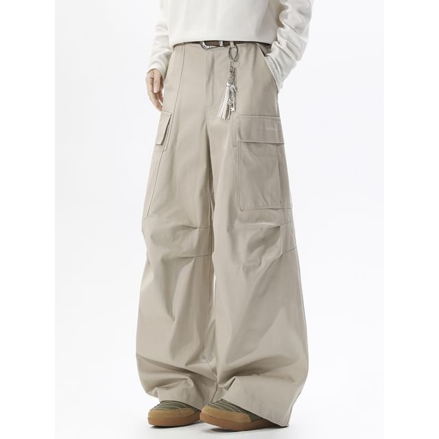 FOEV-Mid Rise Plain Baggy Cargo Pants