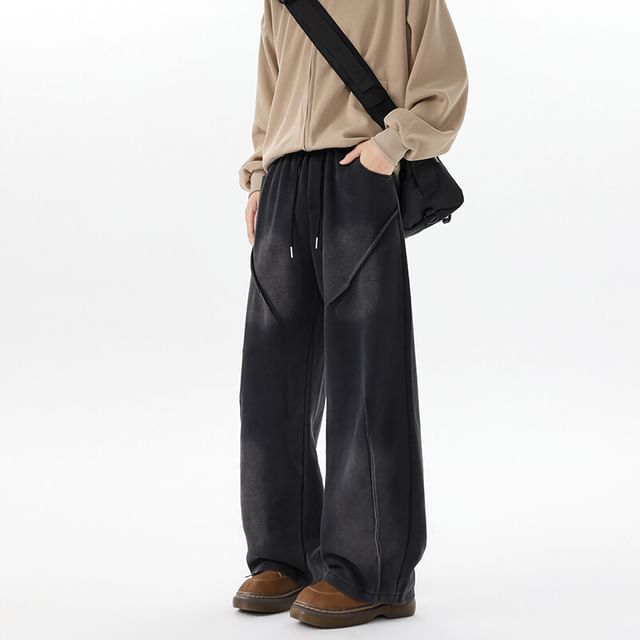 FOEV-Mid Rise Washed Wide Leg Jeans