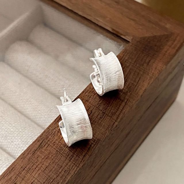 FOON-925 Sterling Silver Geometric Hoop Earring
