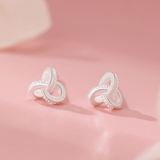 FOON-925 Sterling Silver Knotted Stud Earring Barbell Earring