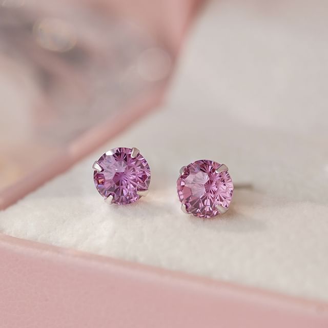 FOON-925 Sterling Silver Rhinestone Stud Earring
