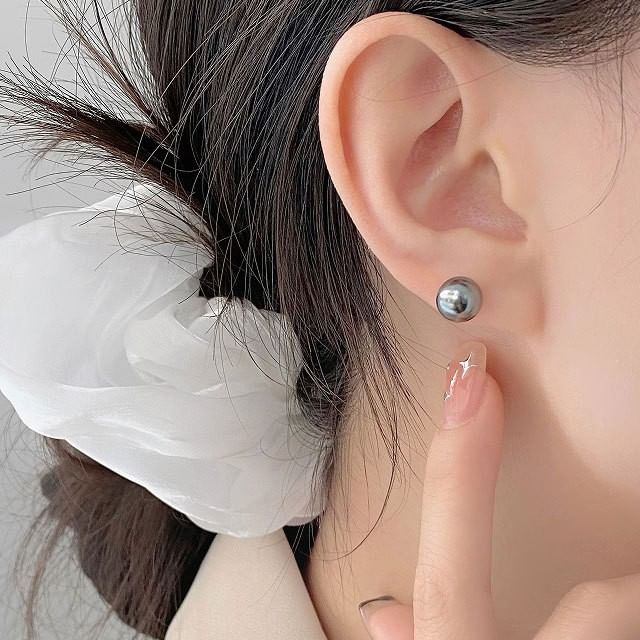 FOON-925 Sterling Silver Round Ball Stud Earring
