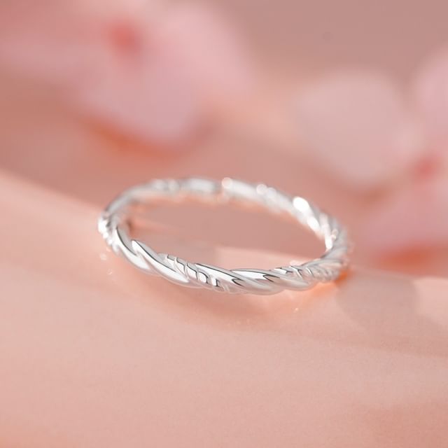 FOON-925 Sterling Silver Twisted Open Ring