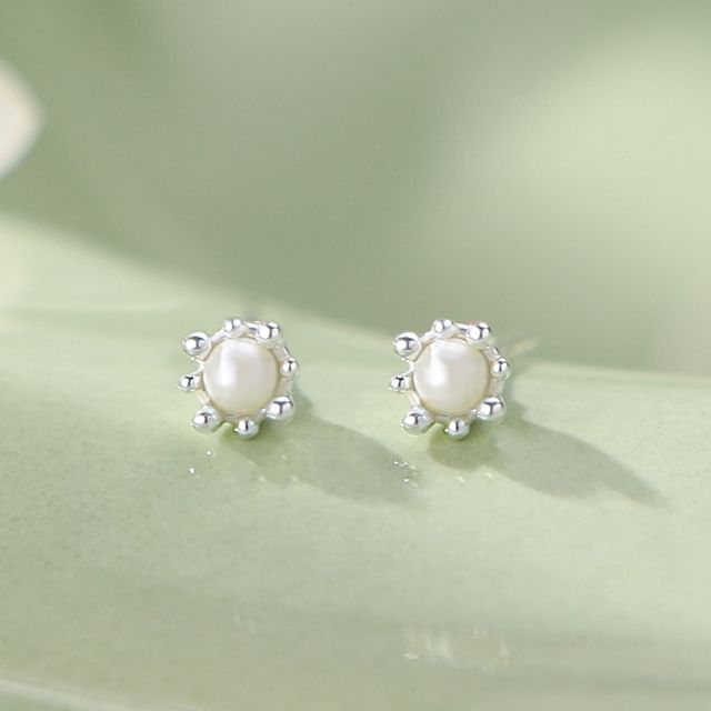 FOON-999 Silver Beaded Stud Earring