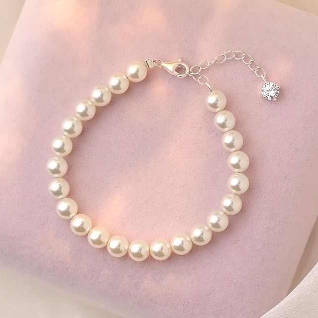 FOON-999 Silver Faux Pearl Bracelet