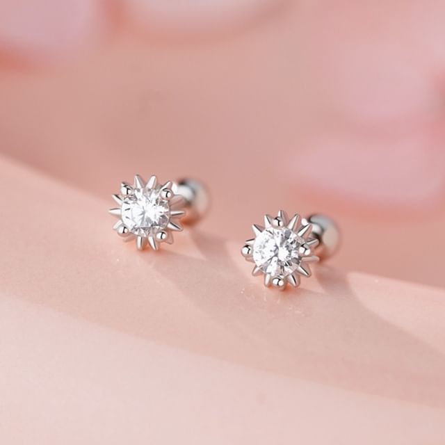 FOON-999 Silver Rhinestone Ear Stud