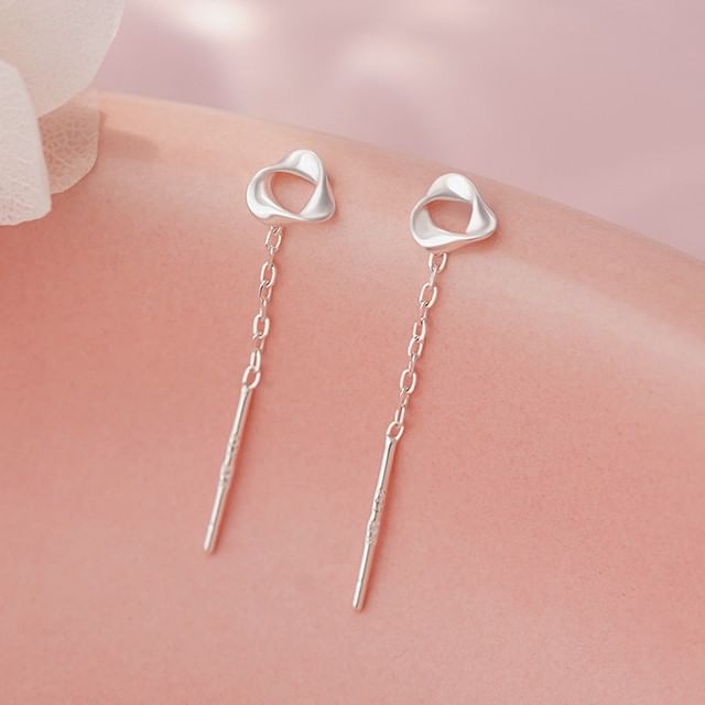 FOON-999 Silver Twisted Hoop Threader Earring