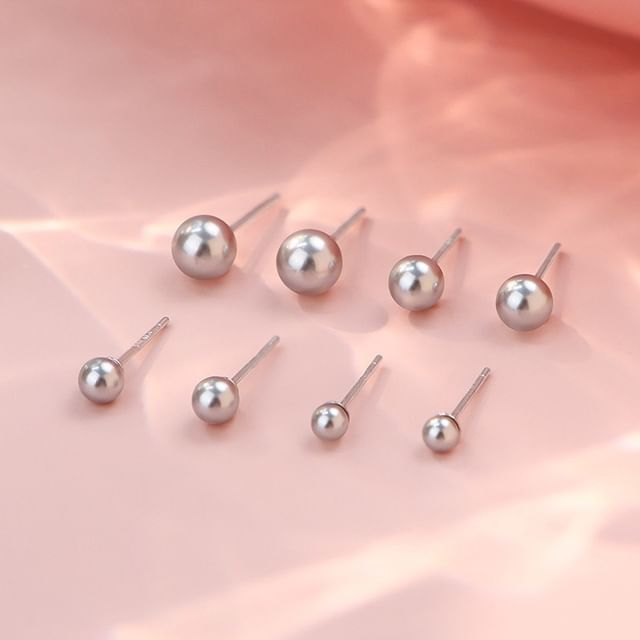 FOON-999 Sterling Silver Faux Pearl Stud Earring