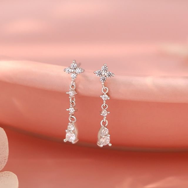 FOON-Rhinestone S999 Silver Dangle Earring