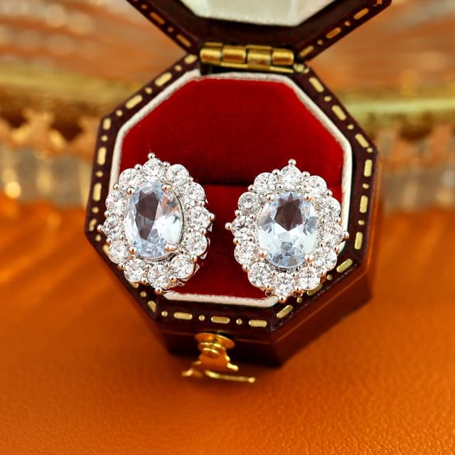 Forainer-925 Sterling Silver Rhinestone Stud Earring