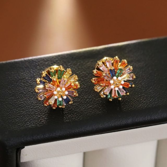 Forainer-925 Sterling Silver Rhinestone Stud Earring