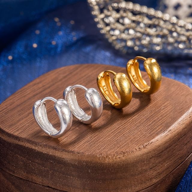 Forainer-Brush Alloy Huggie Earring