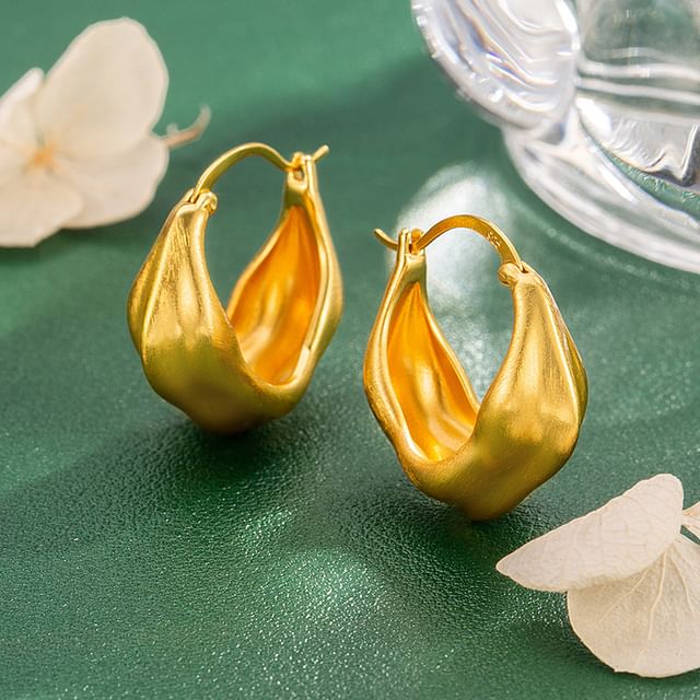 Forainer-Brushed Irregular Alloy Hoop Earring