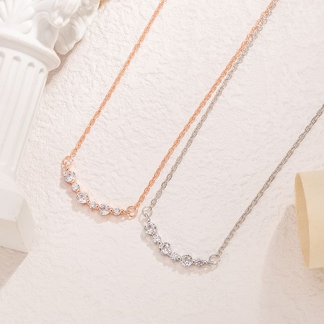 Forainer-CZ Curved Necklace